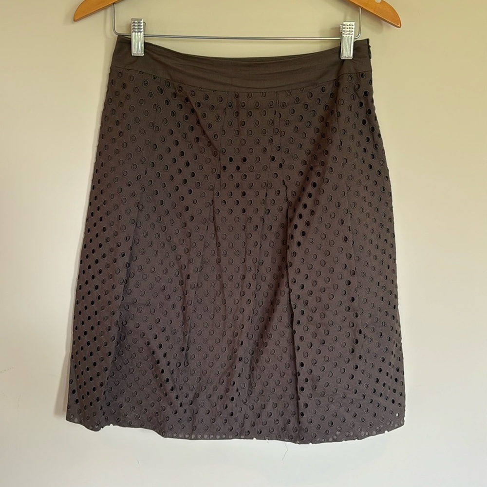 Akris Punto Brown Eyelet skirt